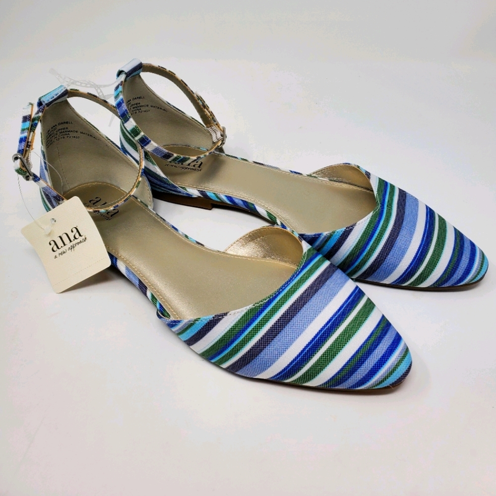 A.n.a Womens DOrsay Flat Shoes Sandals 10 Blue